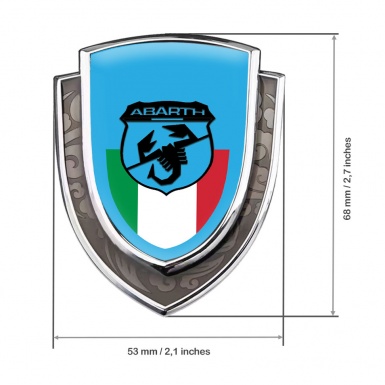 Fiat Abarth Metal Domed Emblem Silver Blue Black Scorpion Italian Flag