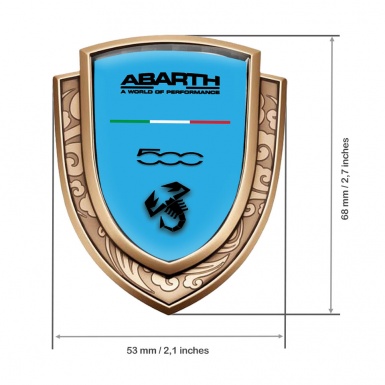 Fiat Abarth Badge Self Adhesive Gold Sky Blue Model 500 Black Scorpion