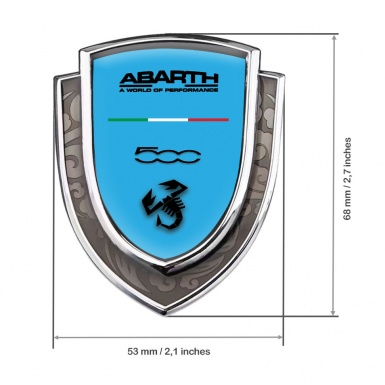 Fiat Abarth Badge Self Adhesive Silver Sky Blue Model 500 Black Scorpion