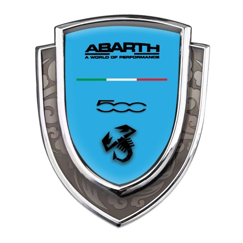 Fiat Abarth Badge Self Adhesive Silver Sky Blue Model 500 Black Scorpion