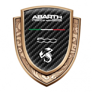 Fiat Abarth Bodyside Emblem Self Adhesive Gold Black Carbon Type 500