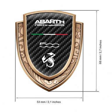 Fiat Abarth Bodyside Emblem Self Adhesive Gold Black Carbon Type 500