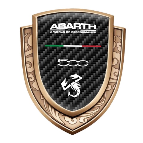 Fiat Abarth Bodyside Emblem Self Adhesive Gold Black Carbon Type 500