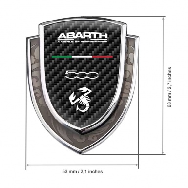 Fiat Abarth Bodyside Emblem Self Adhesive Silver Black Carbon Type 500