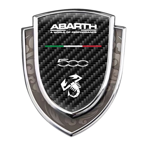 Fiat Abarth Bodyside Emblem Self Adhesive Silver Black Carbon Type 500