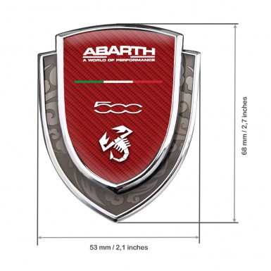 Fiat Abarth Metal Domed Emblem Gold Red Carbon Type 500 Logo