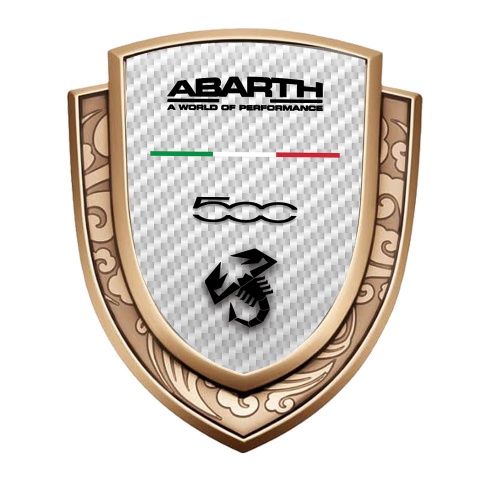 Fiat Abarth Badge Self Adhesive Gold White Carbon Black Scorpion Logo