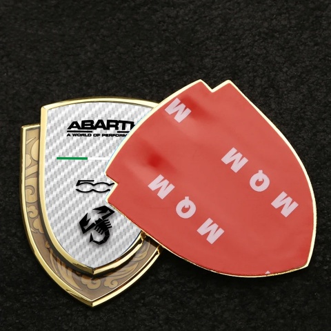 Fiat Abarth Badge Self Adhesive Gold White Carbon Black Scorpion Logo
