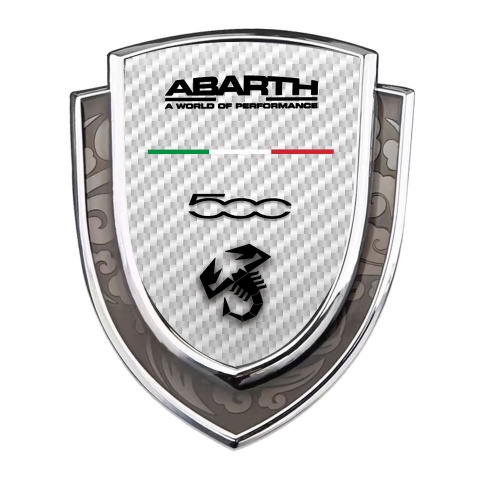 Fiat Abarth Badge Self Adhesive Silver White Carbon Black Scorpion Logo