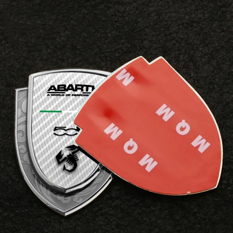 Fiat Abarth Badge Self Adhesive Silver White Carbon Black Scorpion Logo