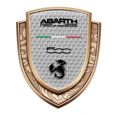 Fiat Abarth Emblem Badge Self Adhesive Gold Grey Hex Black Scorpion