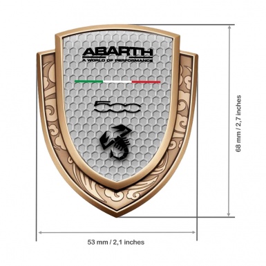 Fiat Abarth Emblem Badge Self Adhesive Gold Grey Hex Black Scorpion