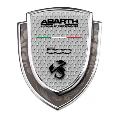 Fiat Abarth Emblem Badge Self Adhesive Silver Grey Hex Black Scorpion