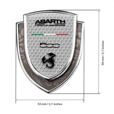 Fiat Abarth Emblem Badge Self Adhesive Silver Grey Hex Black Scorpion