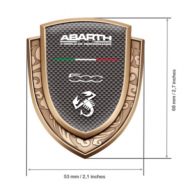 Fiat Abarth Emblem Fender Badge Gold Grey Carbon White Scorpion Logo