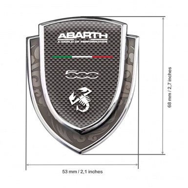 Fiat Abarth Emblem Fender Badge Silver Grey Carbon White Scorpion Logo