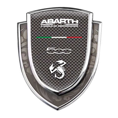 Fiat Abarth Emblem Fender Badge Silver Grey Carbon White Scorpion Logo