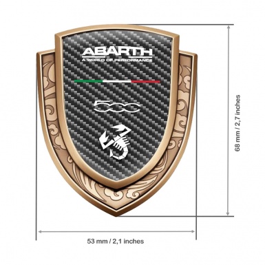 Fiat Abarth Metal Emblem Self Adhesive Gold Dark Carbon White Logo