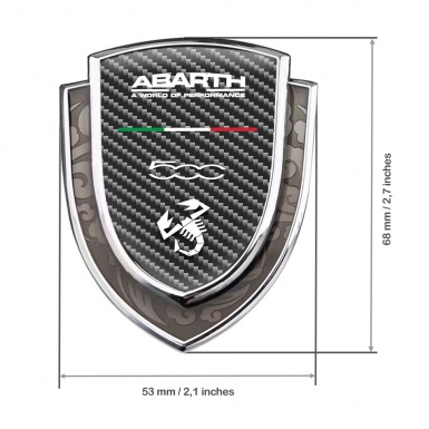 Fiat Abarth Metal Emblem Self Adhesive Silver Dark Carbon White Logo