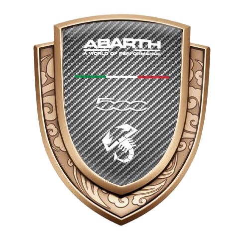 Fiat Abarth Emblem Badge Gold Light Carbon White Scorpion Edition