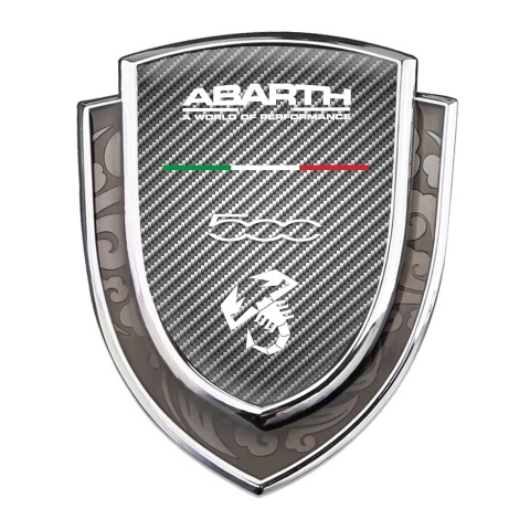 Fiat Abarth Emblem Badge Silver Light Carbon White Scorpion Edition
