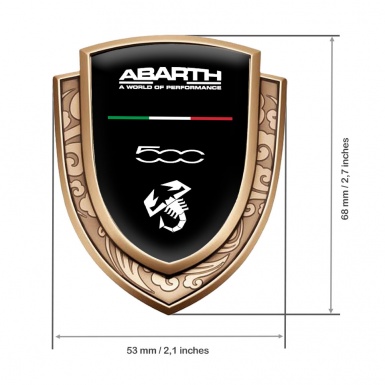 Fiat Abarth Bodyside Domed Emblem Gold Black Background Model 500