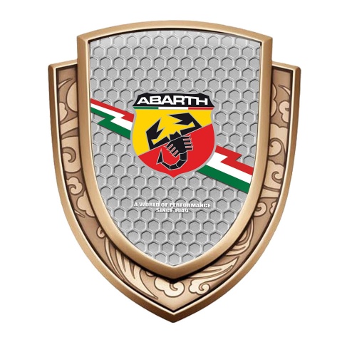 Fiat Abarth Emblem Badge Self Adhesive Gold Grey Hex Color Logo