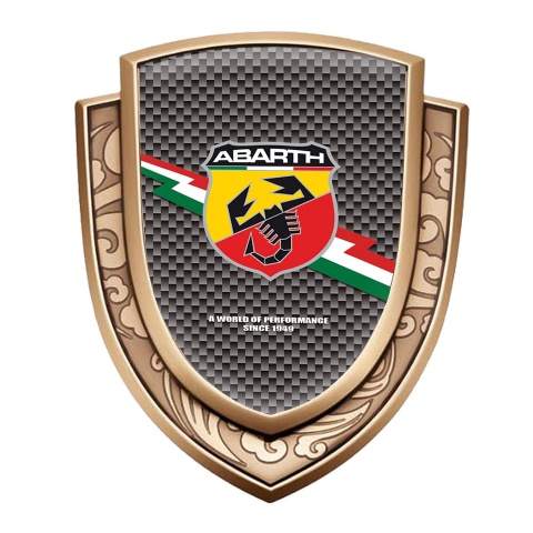 Fiat Abarth Emblem Fender Badge Gold Grey Carbon Colorful Logo Motif