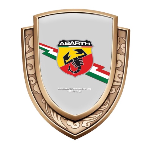 Fiat Abarth Fender Emblem Badge Gold Greyscale Lightning Flag Effect