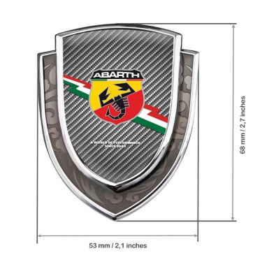 Fiat Abarth Emblem Self Adhesive Silver Light Carbon Lightning Flag Edition