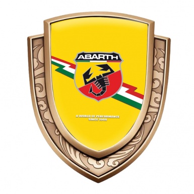 Fiat Abarth Emblem Badge Gold Yellow Background Lightning Style Banner