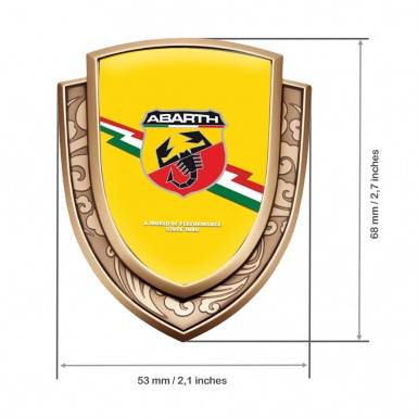 Fiat Abarth Emblem Badge Gold Yellow Background Lightning Style Banner