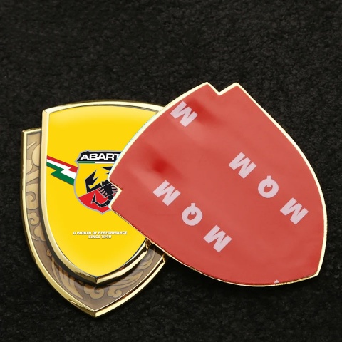 Fiat Abarth Emblem Badge Gold Yellow Background Lightning Style Banner