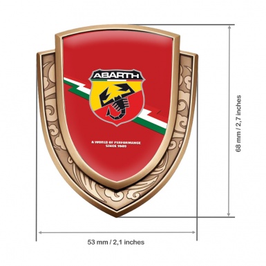 Fiat Abarth Domed Emblem Gold Red Background Color Logo Design