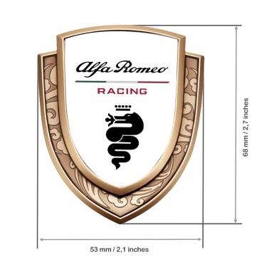 Alfa Romeo Bodyside Domed Emblem Gold White Base Racing Logo Edition