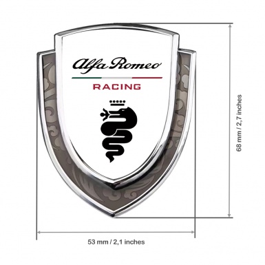 Alfa Romeo Bodyside Domed Emblem Silver White Base Racing Logo Edition