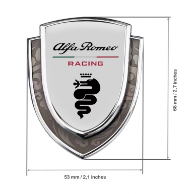 Alfa Romeo Bodyside Emblem Silver Grey Base Classic Serpent Logo