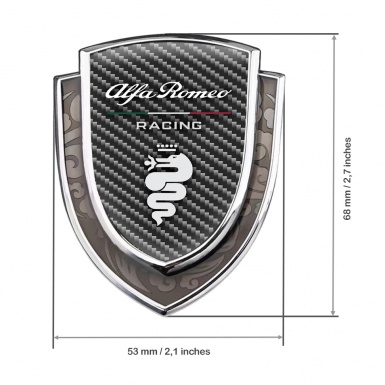 Alfa Romeo Badge Self Adhesive Silver Dark Carbon White Logo Edition