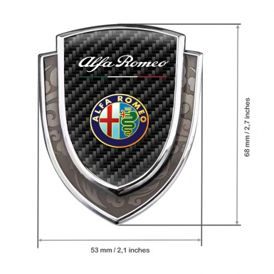 Alfa Romeo Emblem Fender Badge Silver Black Carbon Color Logo Design