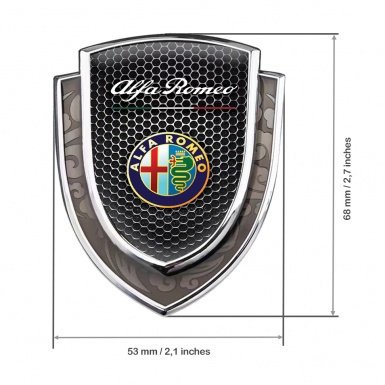 Alfa Romeo Emblem Trunk Badge Silver Dark Grate Classic Logo Edition