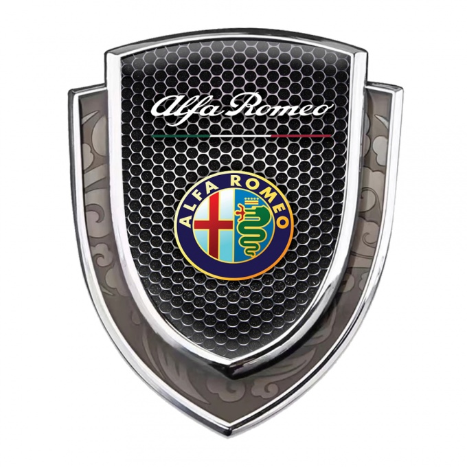 Alfa Romeo Emblem Trunk Badge Silver Dark Grate Classic Logo Edition