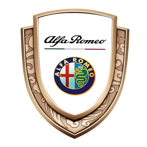Alfa Romeo Emblem Self Adhesive Gold White Base Color Logo Design