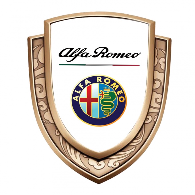 Alfa Romeo Emblem Self Adhesive Gold White Base Color Logo Design