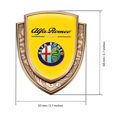 Alfa Romeo Emblem Badge Gold Yellow Background Classic Colors Edition