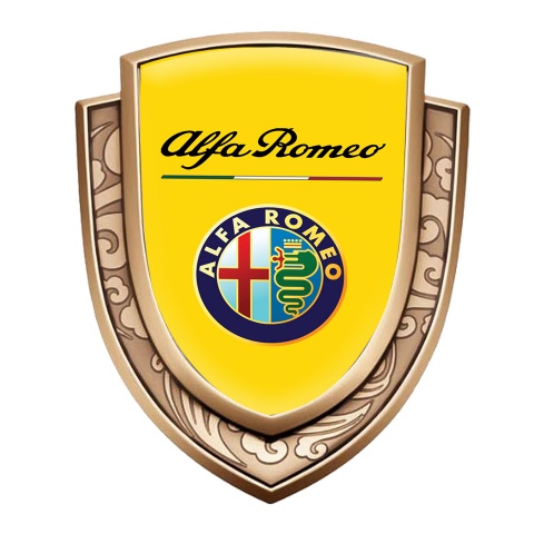 Alfa Romeo Emblem Badge Gold Yellow Background Classic Colors Edition