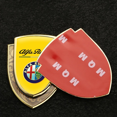 Alfa Romeo Emblem Badge Gold Yellow Background Classic Colors Edition