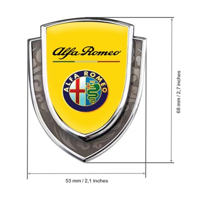 Alfa Romeo Romeo Emblem Badge Silver Yellow Background Classic Colors Edition
