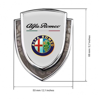 Alfa Romeo Domed Emblem Silver Grey Background Classic Circle Logo