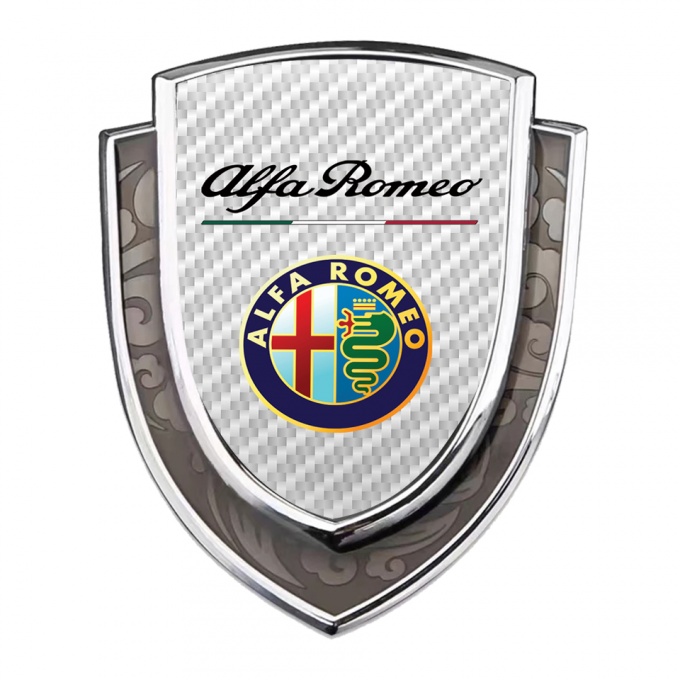 Alfa Romeo Emblem Ornament Silver White Carbon Colorful Logo Design