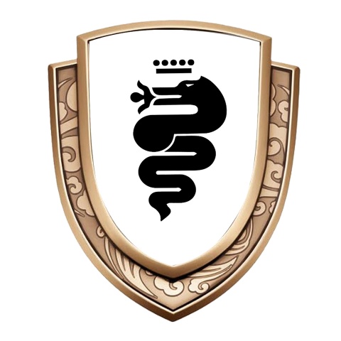 Alfa Romeo Bodyside Domed Emblem Gold White Base Black Serpent Logo